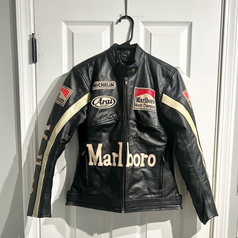 LEATHER RACING JACKET MARLBORO ARAI MICHELIN WORLD CHAMPION Motorcycle Jacket